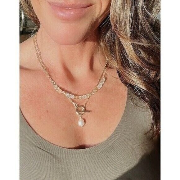 GORGEOUS Jewelry Set Citrine Beaded Necklace & Citrine Threader Earrings - Picture 4 of 15